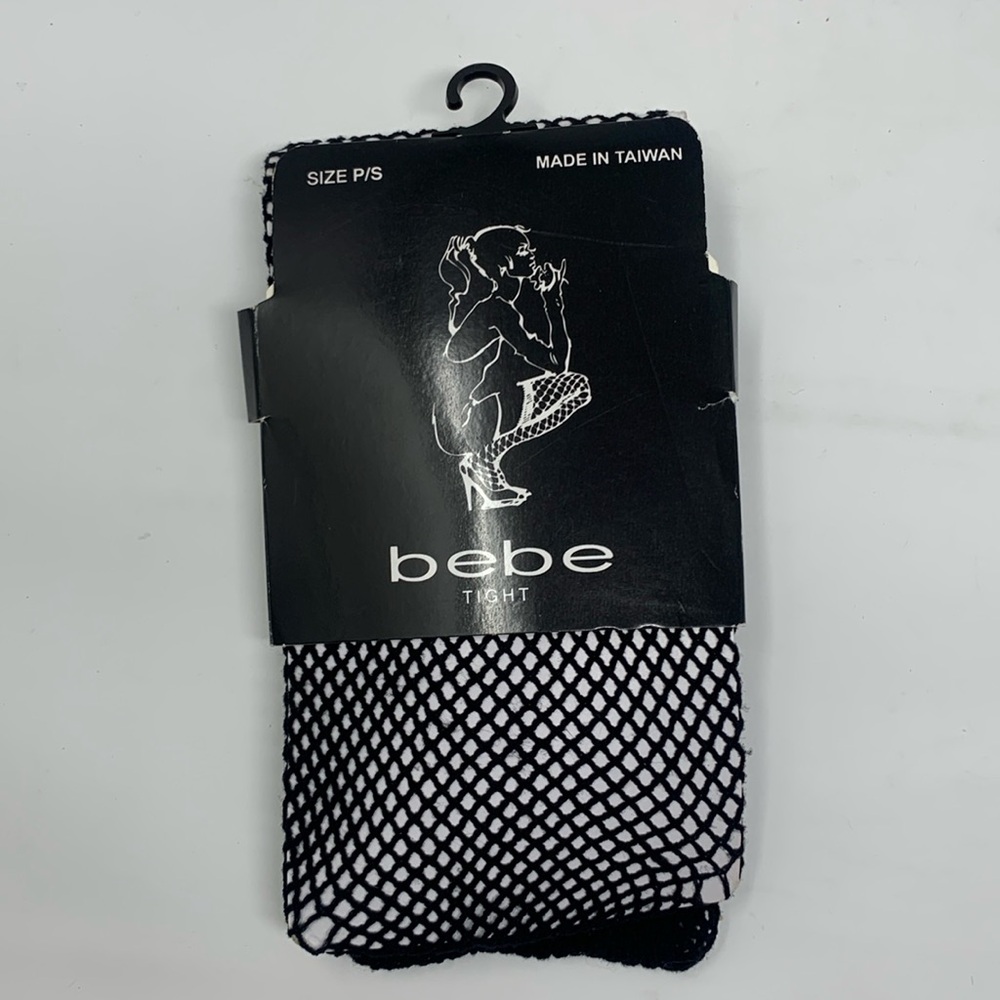 NEW bebe black fishnet tights size petite small